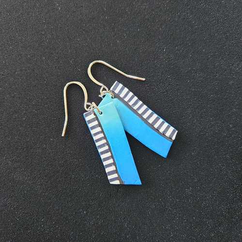 Blue Piano Key Earrings